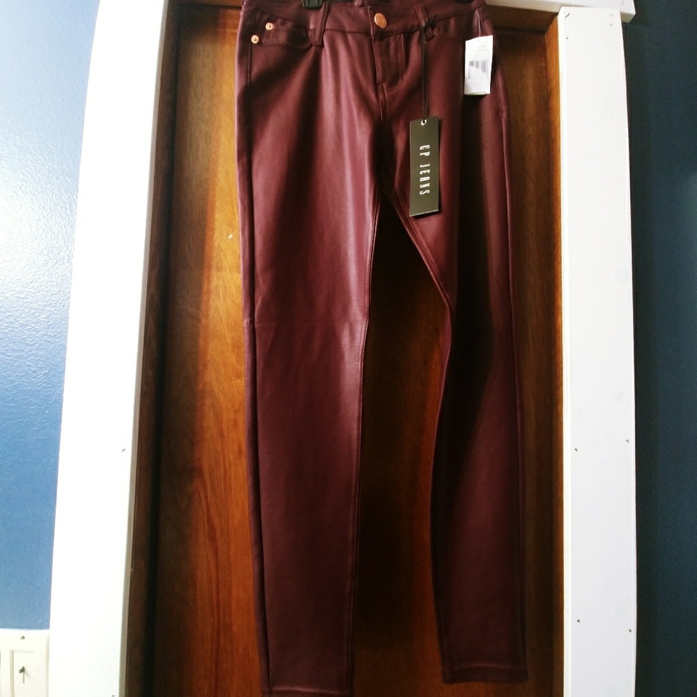 NWT purple leather looking skinny pants